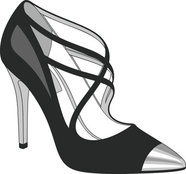 Black strappy high heel shoe