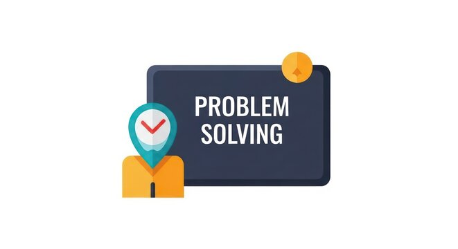 Digital tablet with location pin and user problem solving icon