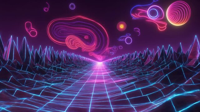 Abstract colorful liquid flow animation with vibrant particles