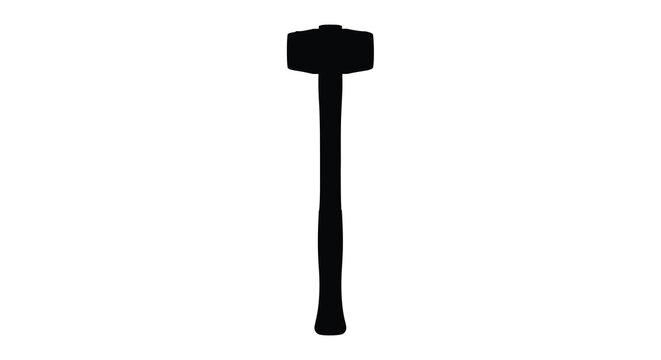 Black hammer silhouette against a white background silhouette