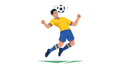 Fototapeta premium Soccer Player Heading the Ball: A dynamic illustration of a soccer player in mid-air, skillfully heading a ball during a match, showcasing athleticism and focus.