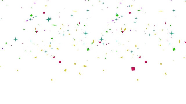 Vibrant Multi-color Confetti Explosion Falling on White Background for Festive Celebration and Holiday Greeting Projects 4k