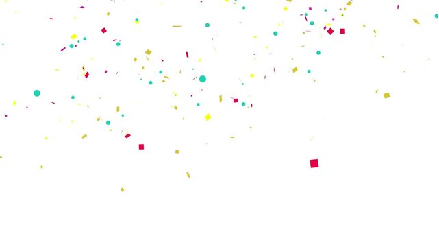 Vibrant Multi-color Confetti Explosion Falling on White Background for Holiday Celebration and Party Greeting VFX 4k