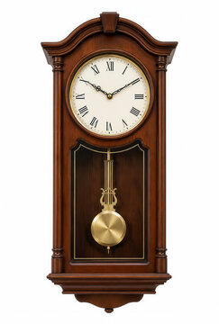 Orologio a pendolo da parete in legno classico isolato. Generative AI