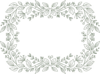 Fototapeta premium Green leaves wreath border frame