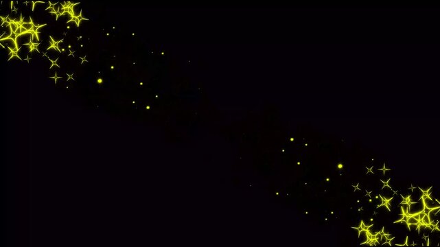  Twinkle sparkle stars animation and elegant multicolor starburst transition overlay, featuring glowing golden and green cyan parple neon, of luxury celestial glitter design on black screen. 4k video