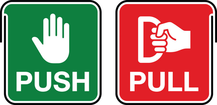 Push and pull door signs with hand icons vector illustration