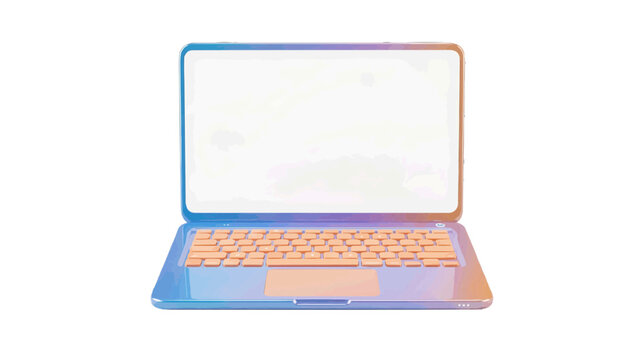 Vector illustration of laptop with colorful gradient casing on a transparent background