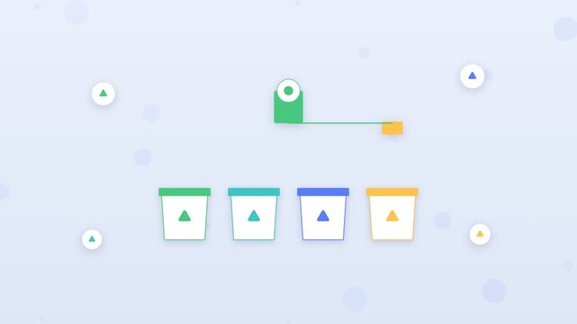 Flat design smart recycling robot sorting waste with AI vision