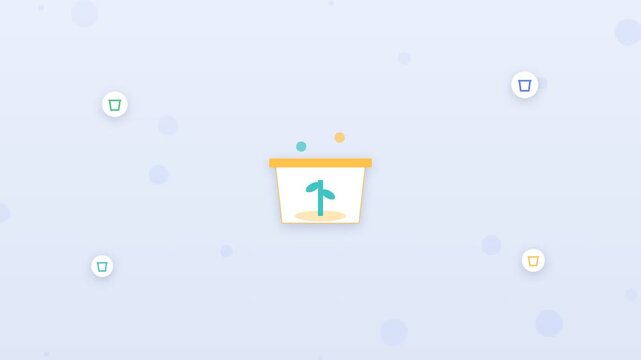 Flat design composting bin transforming food scraps into plant