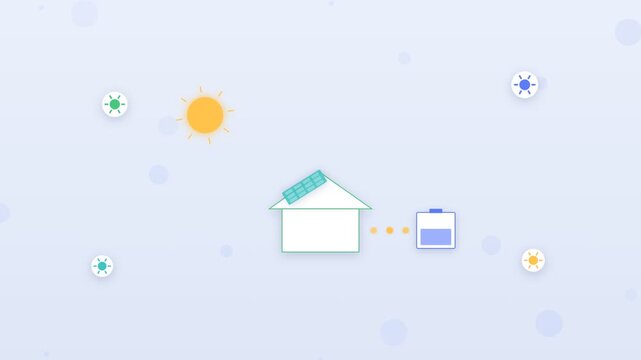 Flat design solar rooftop monitoring dashboard with energy flow