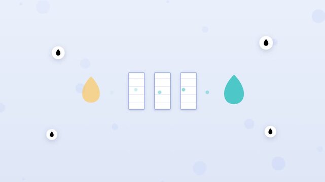 Flat design river pollution sensor detecting contamination alerts
