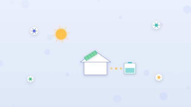 Flat design solar-powered streetlight turning on at sunset