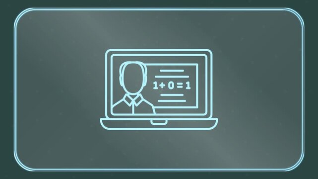 Online Learning Icon Animation &ndash; Education Technology Outline Motion Graphics Loop