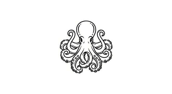 Stylized octopus line art drawing on white background