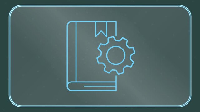 Book Gear Icon Animation &ndash; Technology Education Outline Motion Graphics Loop