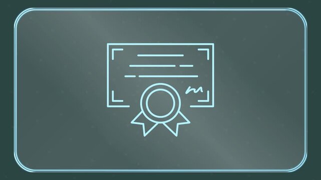 Certificate Icon Animation &ndash; Business Award Outline Motion Graphics Loop