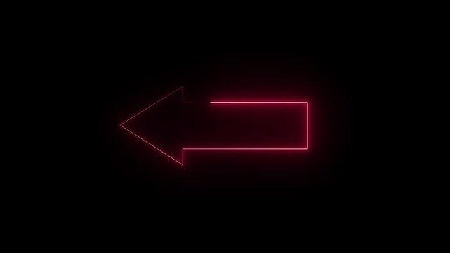 Abstract neon arrow icon 4k Animation video on Black Background