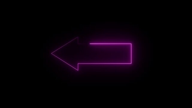 Abstract neon arrow icon 4k Animation video on Black Background