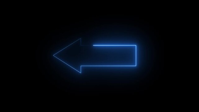 Abstract neon arrow icon 4k Animation video on Black Background