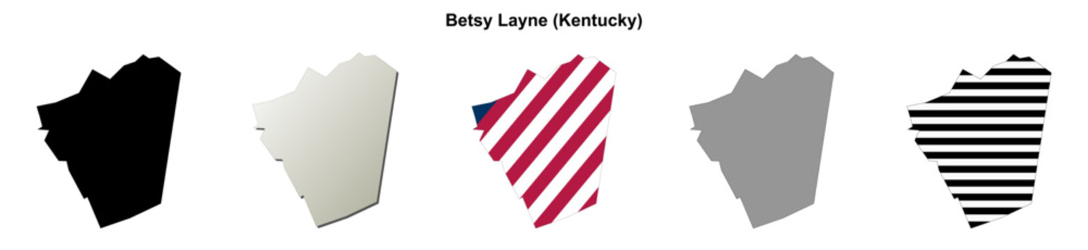 Betsy Layne (Kentucky) blank outline map set
