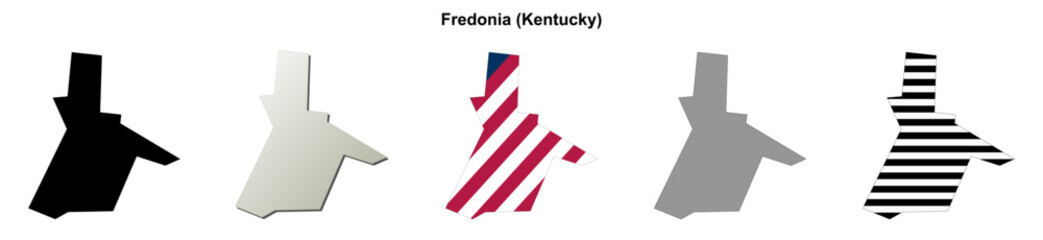 Obraz premium Fredonia (Kentucky) blank outline map set