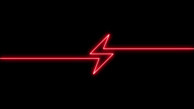 Neon glowing battery charging icon animation. Neon electric charging power icon. Lightning bolt sign icon animation.4k animation motion graphic video.