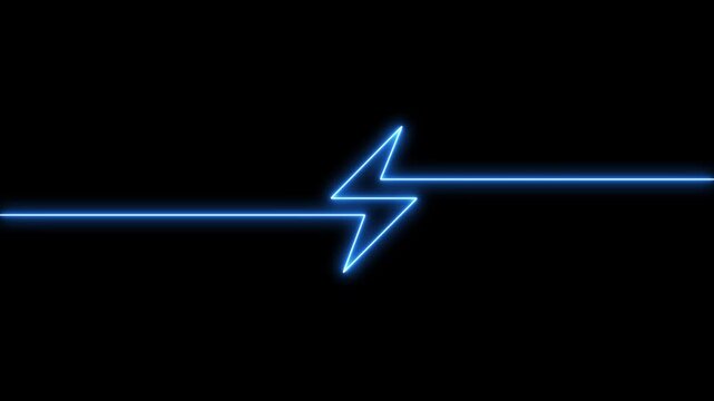 Neon glowing battery charging icon animation. Neon electric charging power icon. Lightning bolt sign icon animation.4k animation motion graphic video.