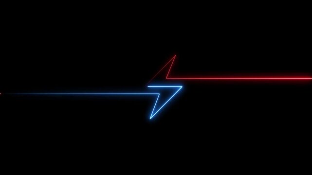 Neon glowing battery charging icon animation. Neon electric charging power icon. Lightning bolt sign icon animation.4k animation motion graphic video.