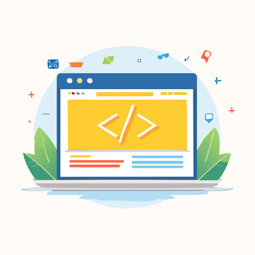 Digital Coding and Web Development Illustration