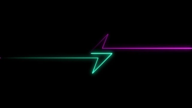Neon glowing battery charging icon animation. Neon electric charging power icon. Lightning bolt sign icon animation.4k animation motion graphic video.