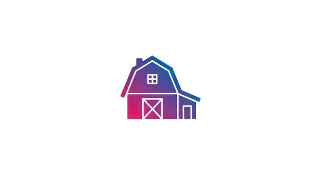 Farm barn icon with side building in blue and purple gradient