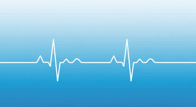 Medical Heartbeat Pulse Graphic on Blue Background Represents Health, Life, and Wellness Concept