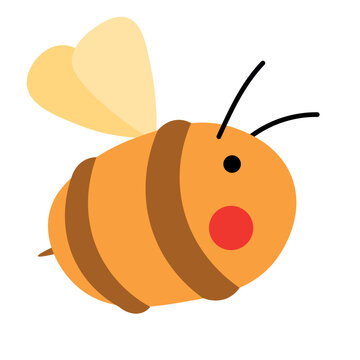 Cartoon bee mascot. A small bees flies. Wasp collection. Vector characters. Incest icon. Template design for invitation, cards. Doodle style.