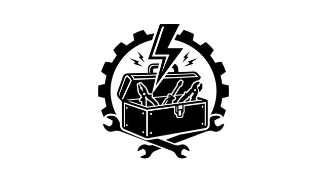Black and white toolbox icon graphic.
