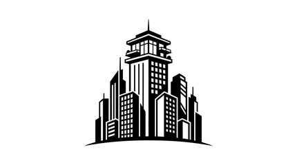Obraz premium Black and white city skyscrapers illustration.