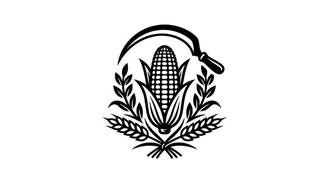 Black and white corn logo symbol.