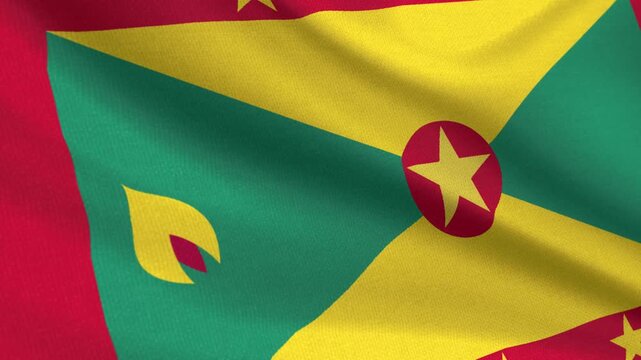 Seamless 3D video of the Grenada flag fluttering in the wind looping