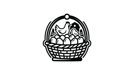 Fototapeta premium Black and white illustration of chickens.