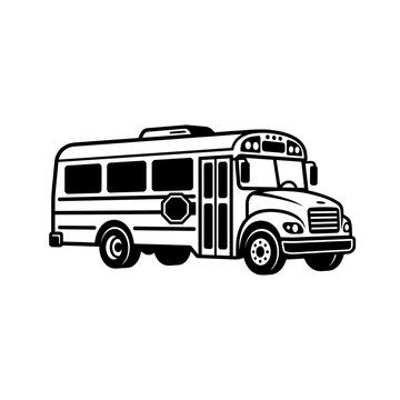Black and white school bus vehicle.
