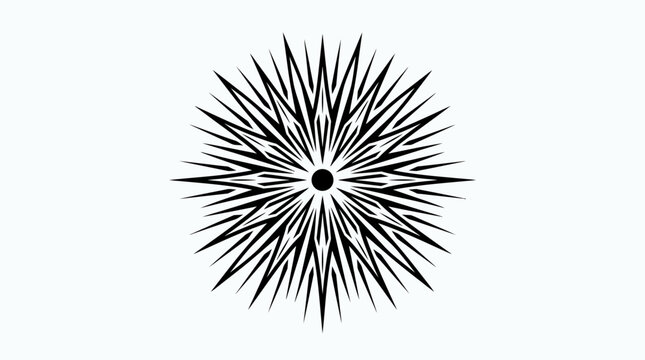 Black and white spiky circular design.