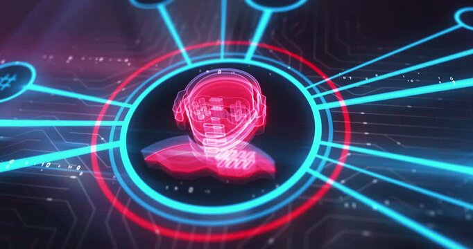 Gamer and video game player symbol digital concept. Cyber technology and computer network background abstract 3d animation.