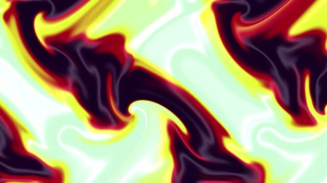 Red Yellow Cream Holographic Liquid Motion Background, Smooth Flowing Psychedelic Color Animation Seamless Loop, 4K