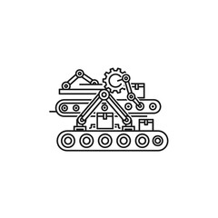 Fototapeta premium Black line art excavator machine.