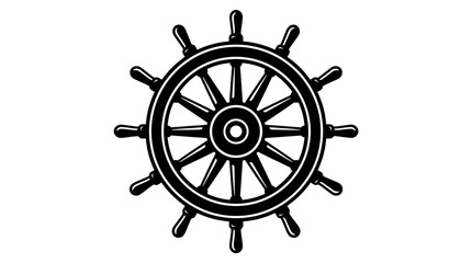 Black ship helm wheel nautical icon. © Ark
