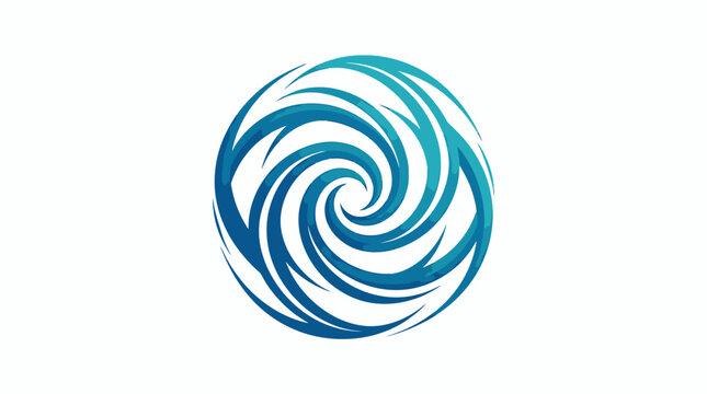 Blue swirling spiral shape design element.