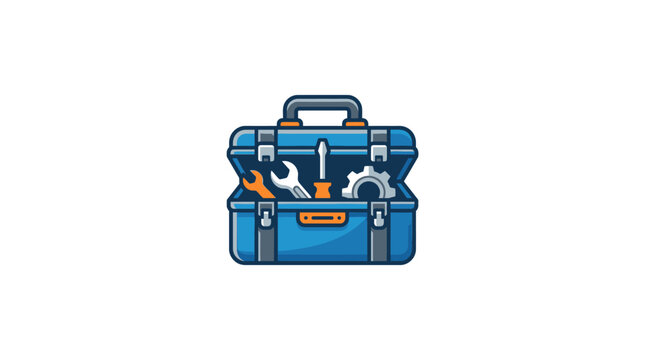 Blue tool box with tools inside.
