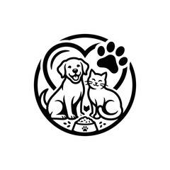 Obraz premium Dog and cat sitting together happily.