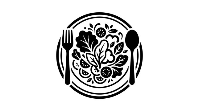 Food plate with fork and spoon.