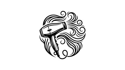 Fototapeta premium Hair dryer styling curly hair.